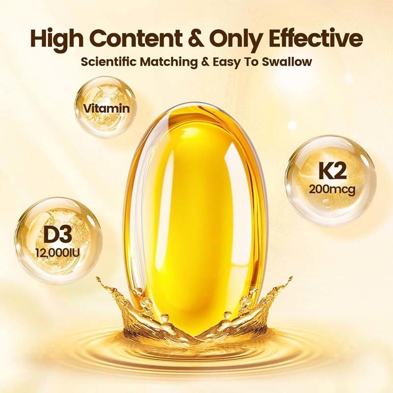 OEM Calcium Absorptie Bot Immuun en Hart Gezondheid Vitamine D3 K2 Kokosolie Softgels