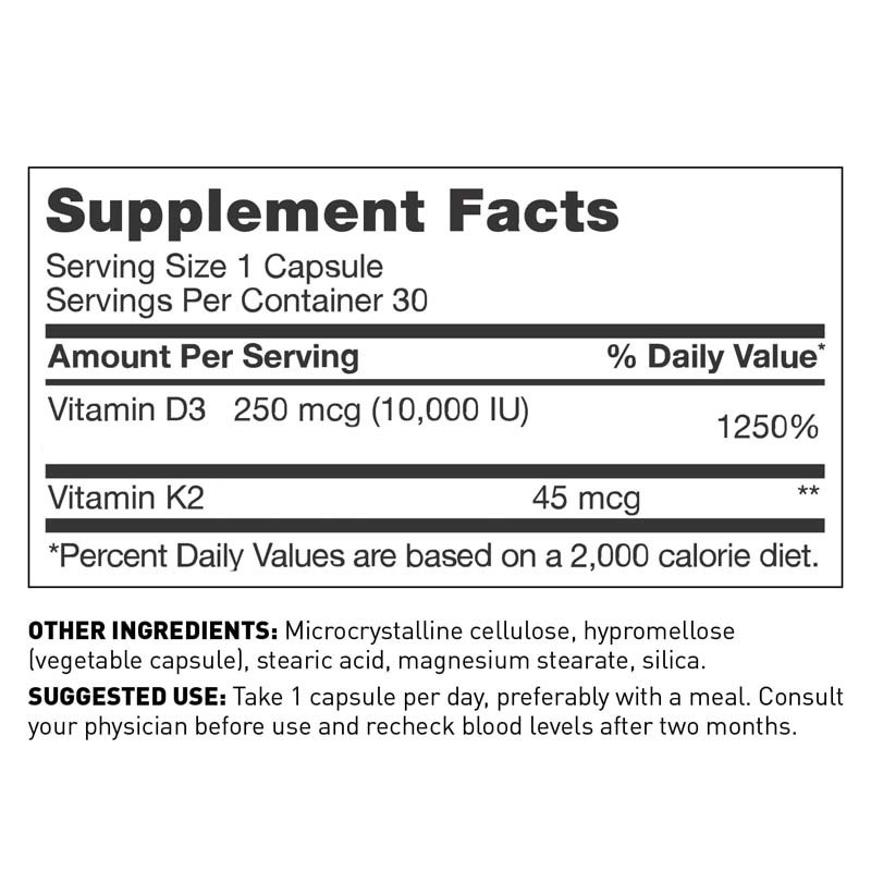 OEM Vegan Immuunondersteuning Vitamine D3+K2 MK7 Voedingsmiddelen Voor Volwassenen Vitamine D3 K2 Capsules