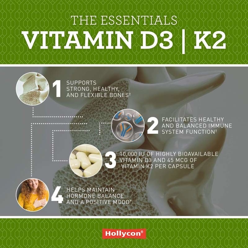 OEM Vegan Immuunondersteuning Vitamine D3+K2 MK7 Voedingsmiddelen Voor Volwassenen Vitamine D3 K2 Capsules