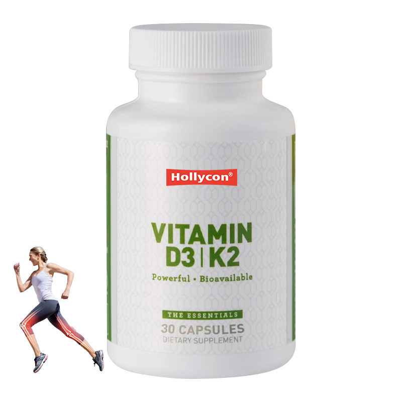 OEM Vegan Immuunondersteuning Vitamine D3+K2 MK7 Voedingsmiddelen Voor Volwassenen Vitamine D3 K2 Capsules