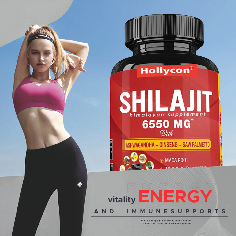 Himalayan Shilajit Supplement Energie en Immuunondersteuning gecombineerd Ashwagandha Ginseng Saw Palmetto Maca