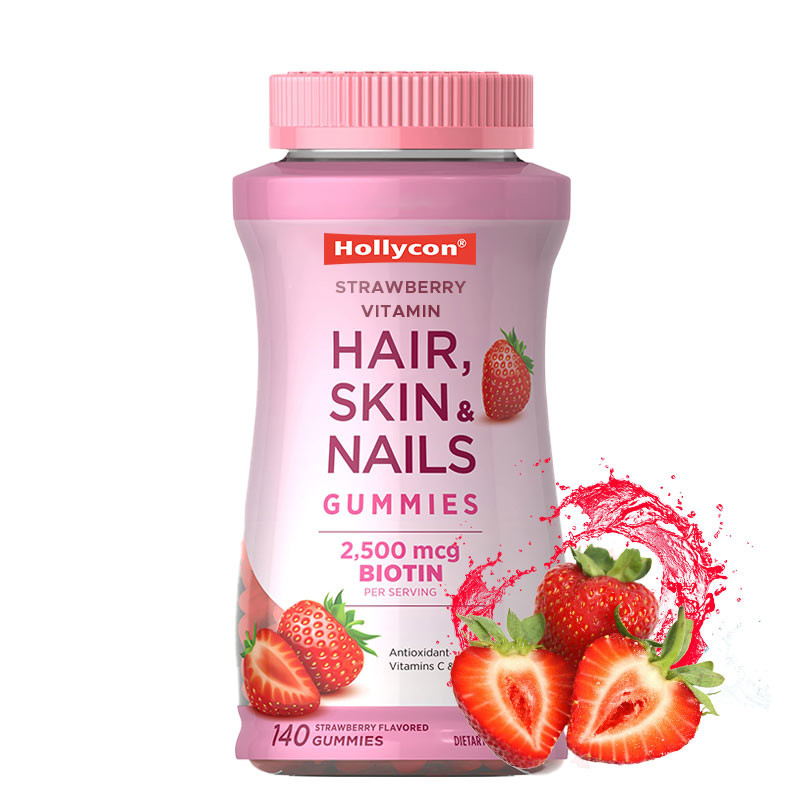 Haar Huid & Nagels Vitamine Gummies met Biotine Ondersteunende Immuungezondheid aardbeien smaak