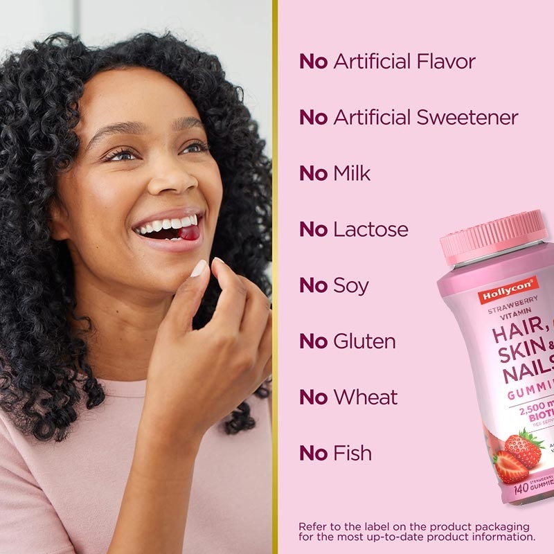 Haar Huid & Nagels Vitamine Gummies met Biotine Ondersteunende Immuungezondheid aardbeien smaak