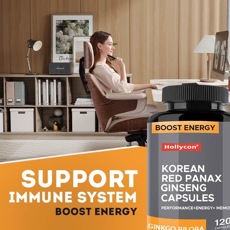 OEM Koreaanse Red Panax Ginseng Capsules Ginkgo Biloba Verhoog energie focus geheugen voor mannen en vrouwen