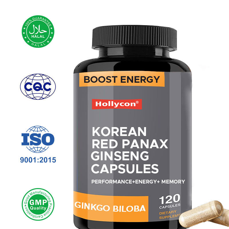 OEM Koreaanse Red Panax Ginseng Capsules Ginkgo Biloba Verhoog energie focus geheugen voor mannen en vrouwen