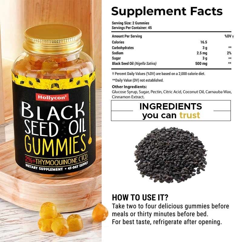 OEM Black Seed Oil Gummies voor gewrichten ondersteunen 500mg Black Seed Oil Gummies