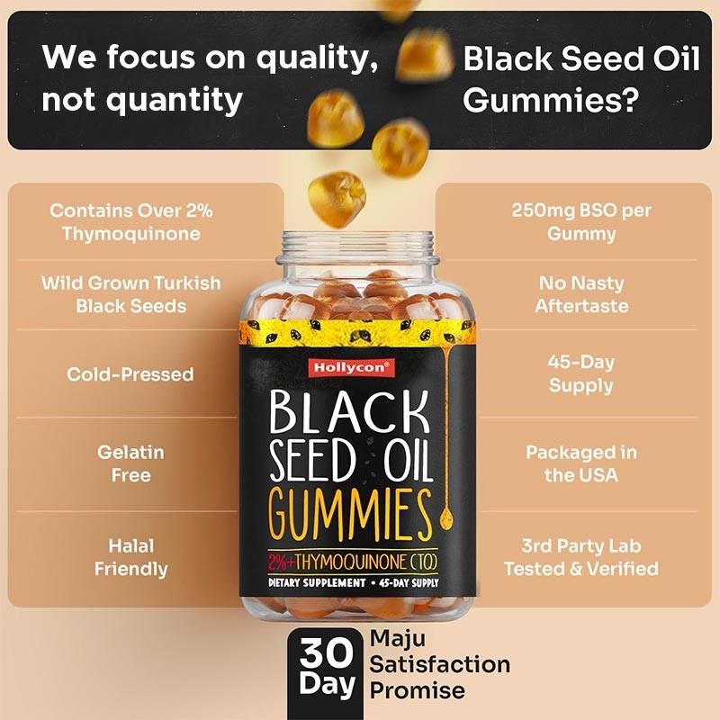 OEM Black Seed Oil Gummies voor gewrichten ondersteunen 500mg Black Seed Oil Gummies