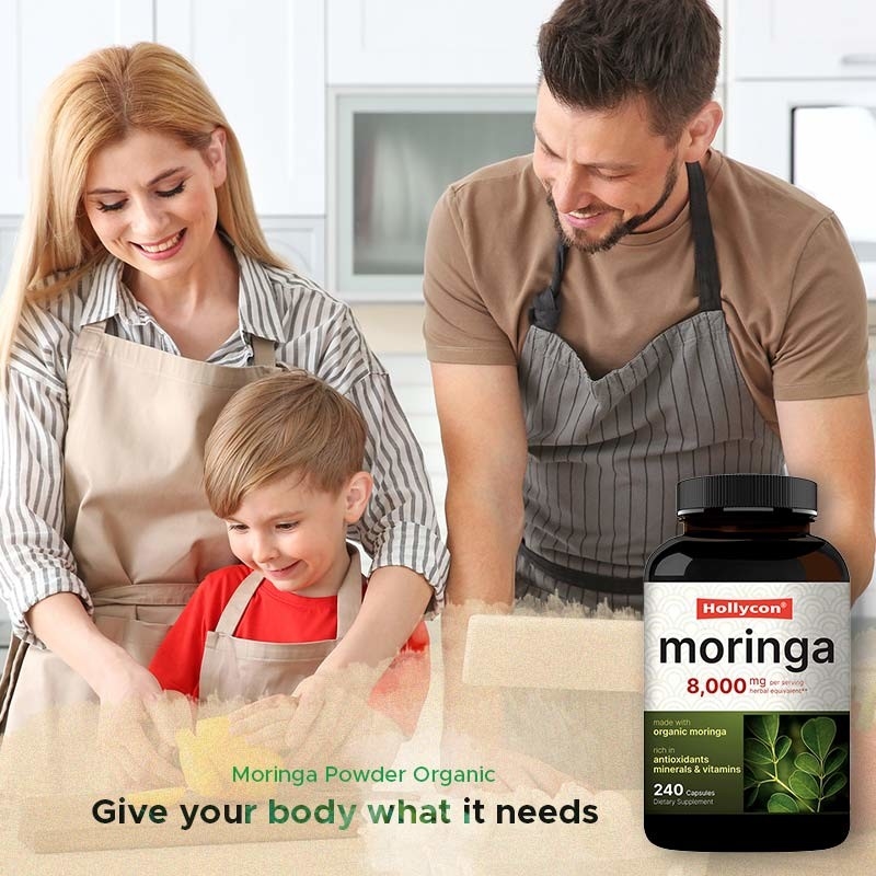 Biologisch Moringa-bladpoeder Supplement van Moringa-bladeren Extract OEM Huidgezondheid Immuunantioxidant