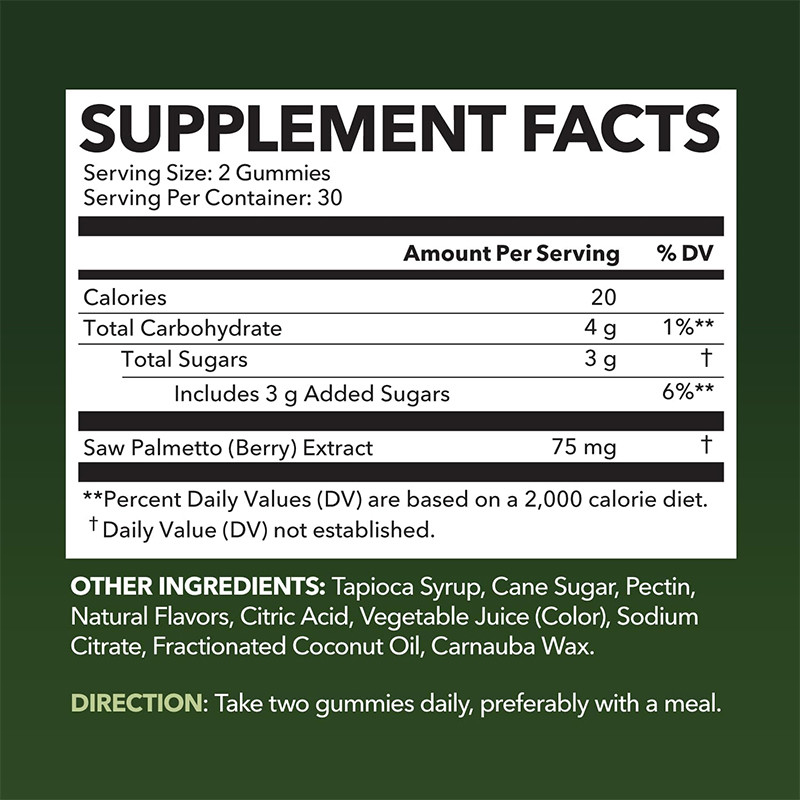 Saw Palmetto Gummies For Scalp Health 75 mg Saw Palmetto Extract Voor Haarondersteuning