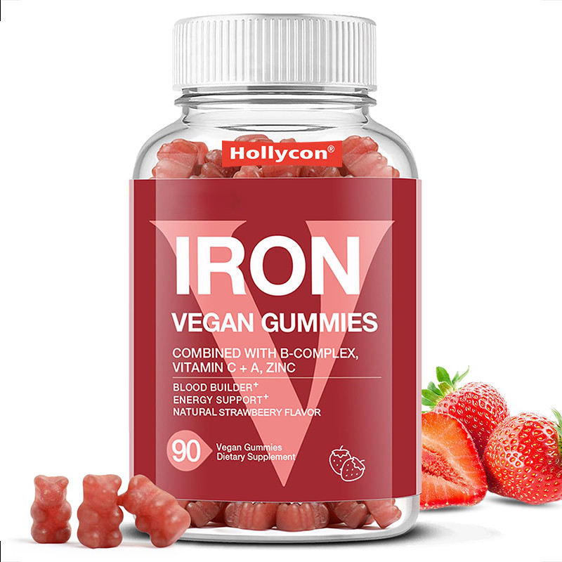 IJzer Vegan Gummies Voor Volwassenen 60mcg Foliumzuur IJzer Gummies Voor Energie Ondersteuning