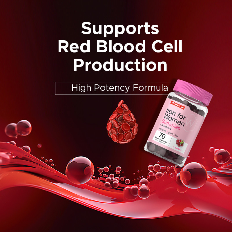 IJzergummies voor vrouwen 250mcg Foliumzuur 18mg IJzer voor de productie van rode bloedcellen