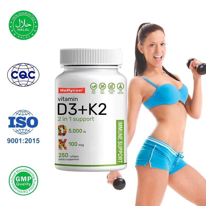 Vitamine D3 K2 Softgels voor immuun hart en botgezondheid met calciumondersteuning