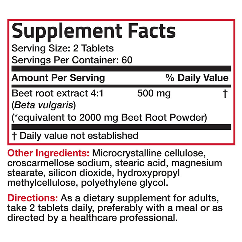 Bietenwortel tabletten voor hoge bloeddruk 500 mg biologisch bietenwortel extract