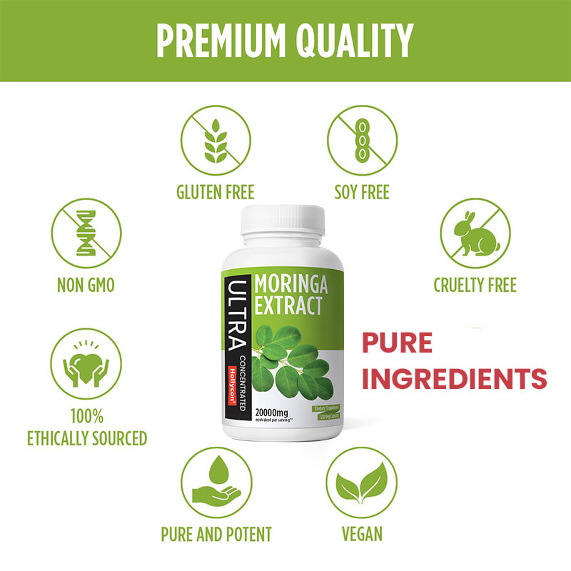 Fabrieks zuivere moringa capsules ondersteunen immuun spijsvertering moringa poeder capsules