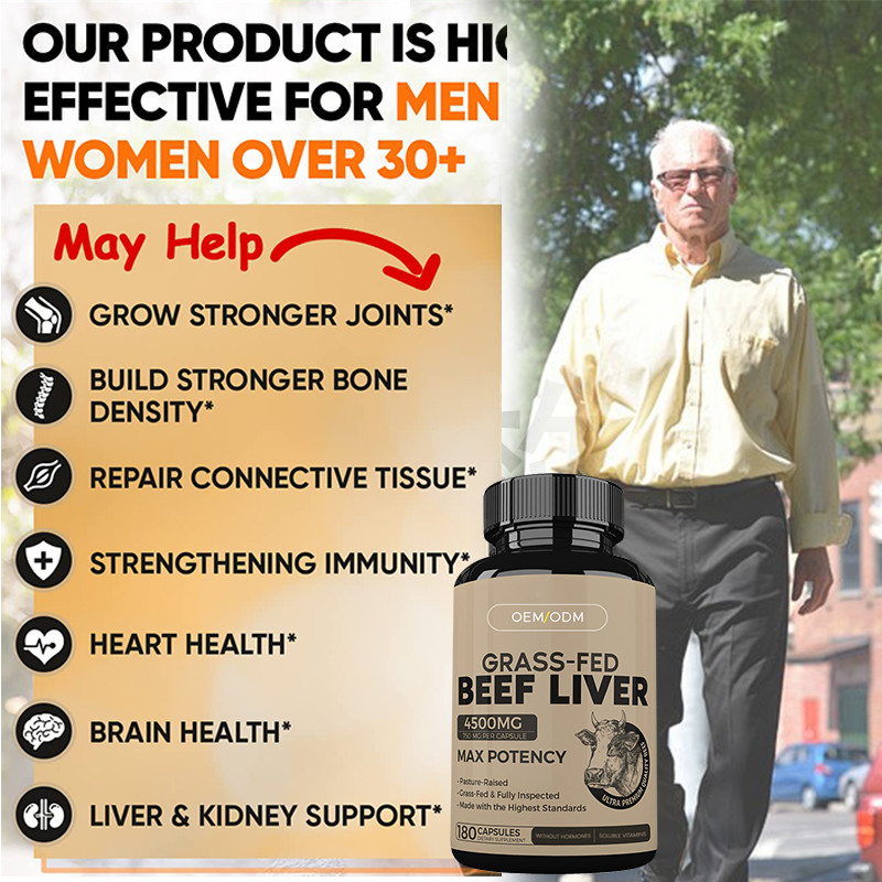 Grass-fed gedroogde rundvlees lever capsules voor mannen en vrouwen rundvlees lever capsules