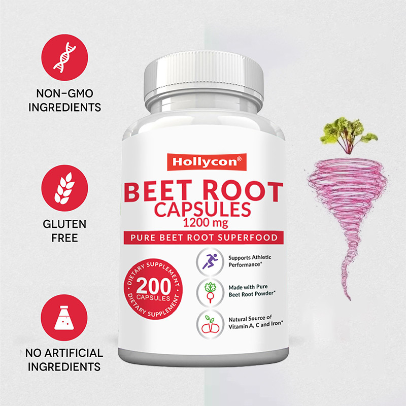OEM Beetwortelcapsules voor bloeddrukondersteuning 1200mg Beetwortelpoedercapsules