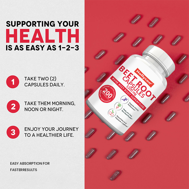 OEM Beetwortelcapsules voor bloeddrukondersteuning 1200mg Beetwortelpoedercapsules