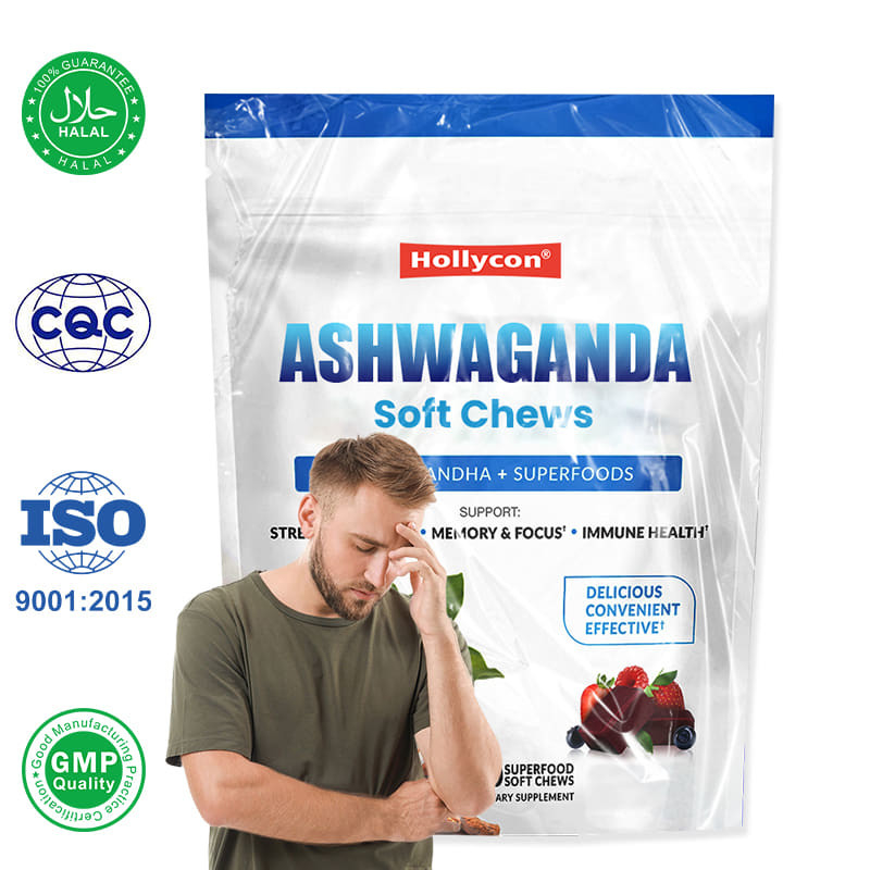Groothandel Ashwaganda Soft Chews voor stressverlichting Geheugen, focus en immuunsysteem
