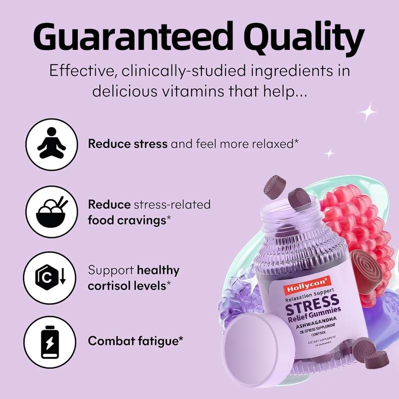 Groothandel Stressverlichting Gummies Ondersteunen Relaxatie Gezond Cortisol en Slaap
