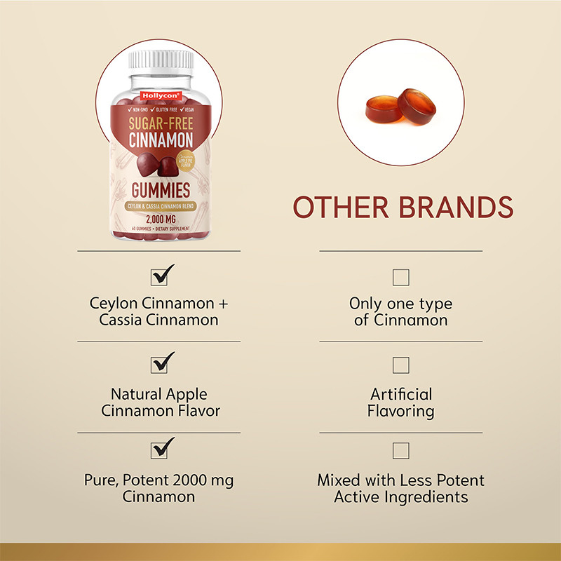 Suikervrije kaneelgummies 1000 mg Ceylon kaneel extract gummies voor immuunondersteuning