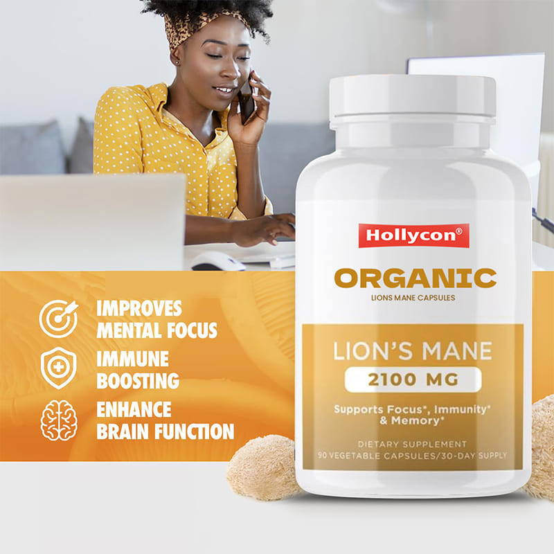 Gepersonaliseerde biologische leeuwenmane capsules bevorderen focus mentale helderheid cognitie verbeteren darmgezondheid