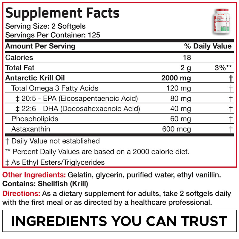 Antarctische krill olie voor de algemene gezondheid 2000 mg Antarctische krill olie softgels
