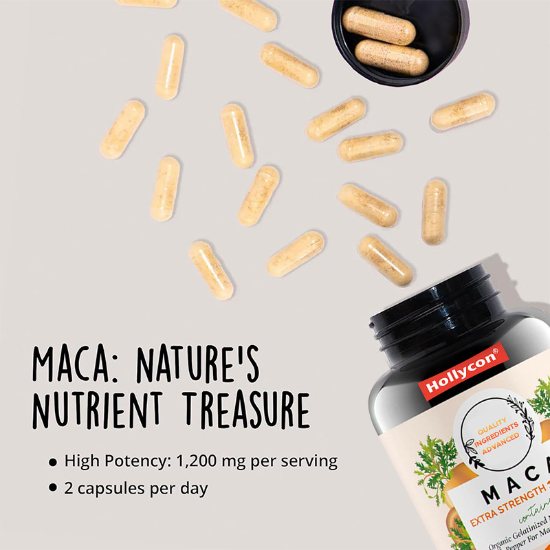 OEM Maca wortel poeder capsules voor hormonale balans 1500 mg Maca wortel capsules
