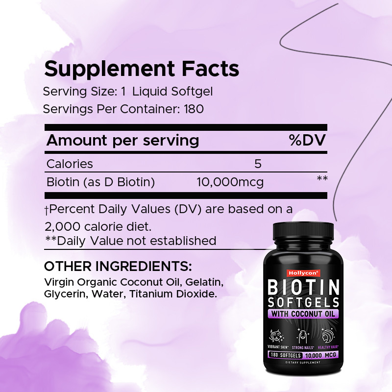 OEM Biotine Softgels Voor Sterke Nagels Biotine Met Kokosolie Voor Haar Biotine Softgels