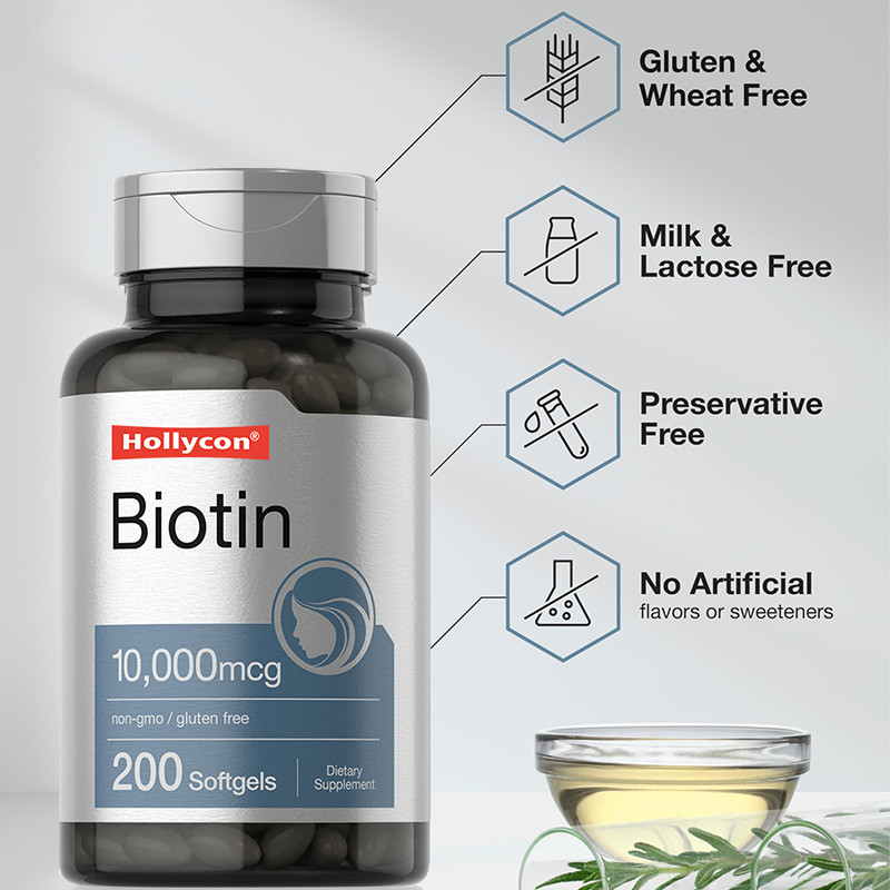Biotine supplement voor de gezondheid van het haar 10.000mcg Biotine softgels voor de gezondheid van haar en nagels