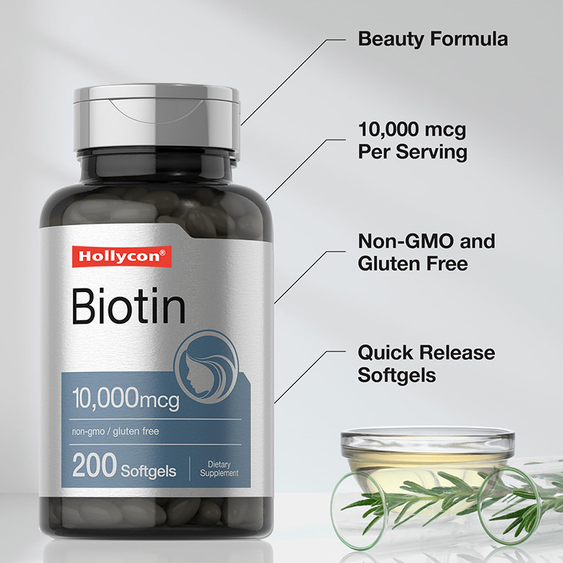 Biotine supplement voor de gezondheid van het haar 10.000mcg Biotine softgels voor de gezondheid van haar en nagels