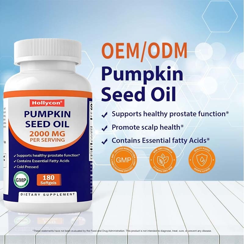 OEM Pompoenzaadolie Softgels voor het bevorderen van de gezondheid van de hoofdhuid 2000 mg Pompoenzaadolie