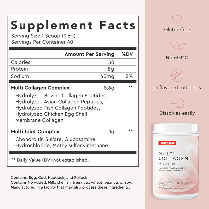 OEM Multi Collagen Poeder Voor Haarondersteuning Hidrolyseerd Collagen Peptiden Eiwitpoeder