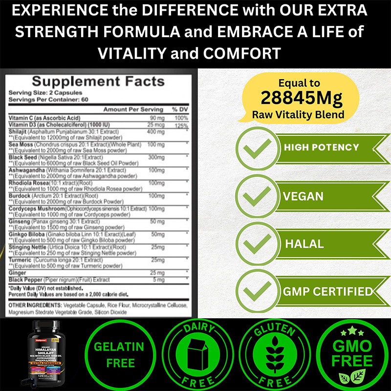 OEM Organic Pure Himalayan Shilajit Capsules voor Immuunondersteuning Shilajit Capsules
