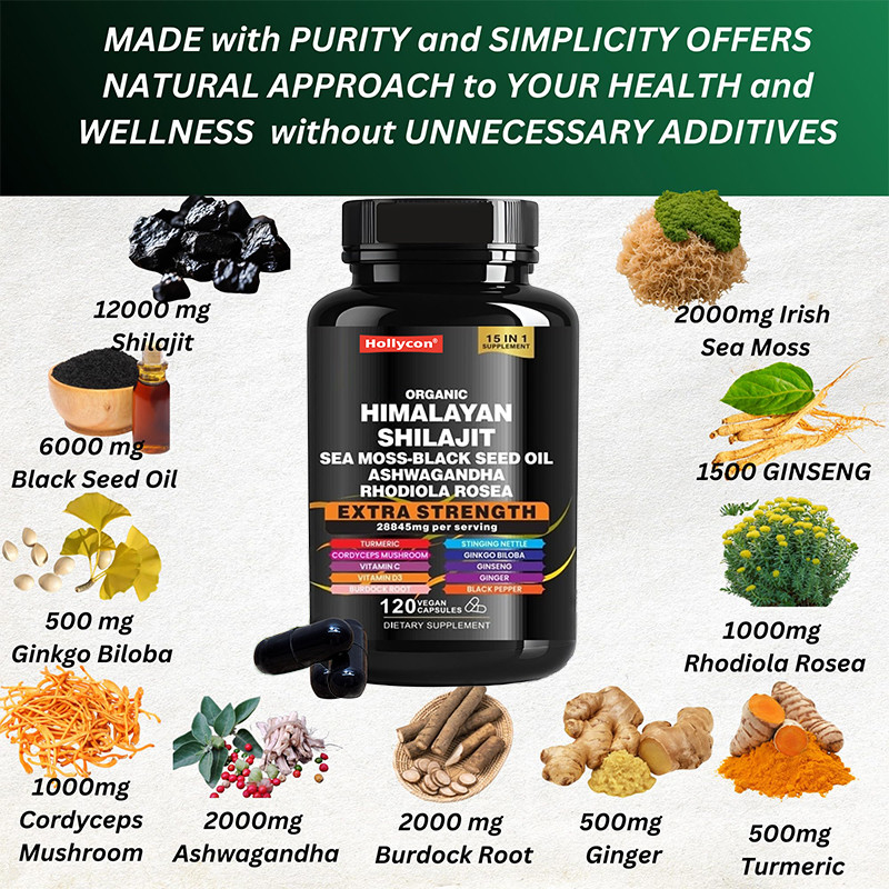 OEM Organic Pure Himalayan Shilajit Capsules voor Immuunondersteuning Shilajit Capsules