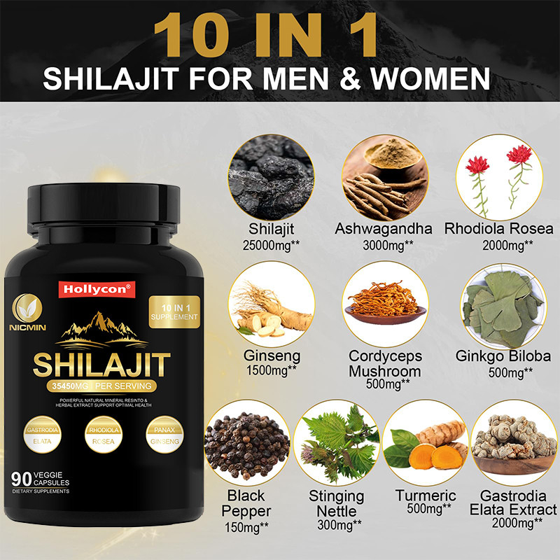 Pure Himalaya organische Shilajit Supplement voor Immuunondersteuning 25000mg Shilajit Capsules