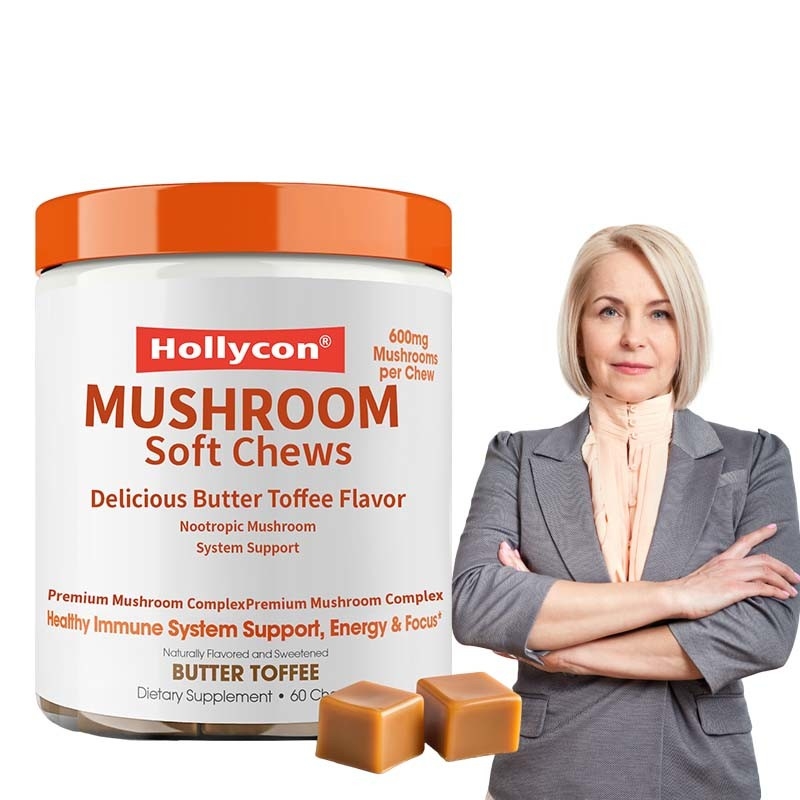Fabriek Plant Cordyceps Nootropische paddenstoelen Ondersteuning Energie Focus Hersengezondheid Immuniteit Ganoderma Lucidum Paddenstoel Zachte kauwen