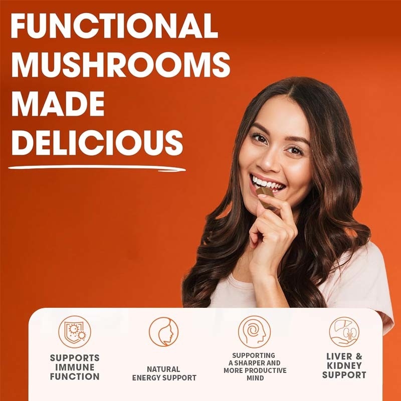 Fabriek Plant Cordyceps Nootropische paddenstoelen Ondersteuning Energie Focus Hersengezondheid Immuniteit Ganoderma Lucidum Paddenstoel Zachte kauwen