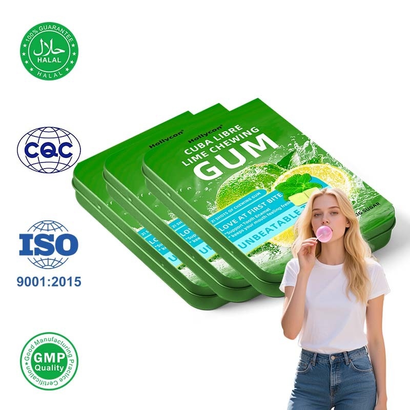 Privélabel Mojito Cocktail Aroma Gevulde Rum Gum Tin Sugar Free Mojito Lime kauwgom voor tandglazuur ondersteuning