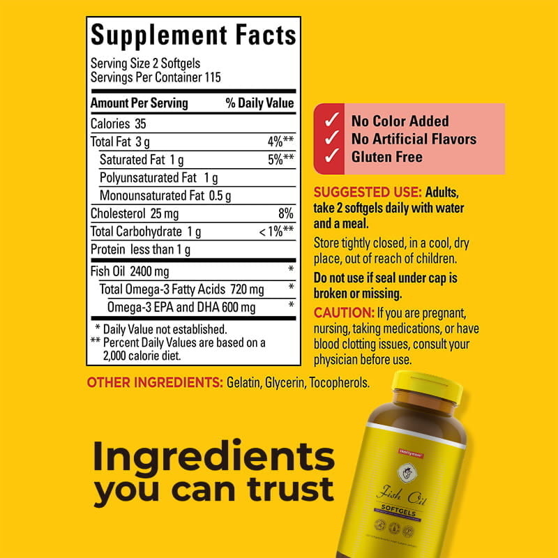 Visolie Omega 3 Aanvullingen 1200 mg Softgels Omega 3 Visolie voor gezond hart Ondersteuning 230 Softgels 115 Dagvoorraad