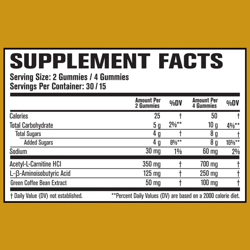 OEM Thermogenic Fat Burner & Appetite Suppressant Gummies met Acetyl-L-Carnitine HCL, MitoBurn, Gewichtsverlies Gummies