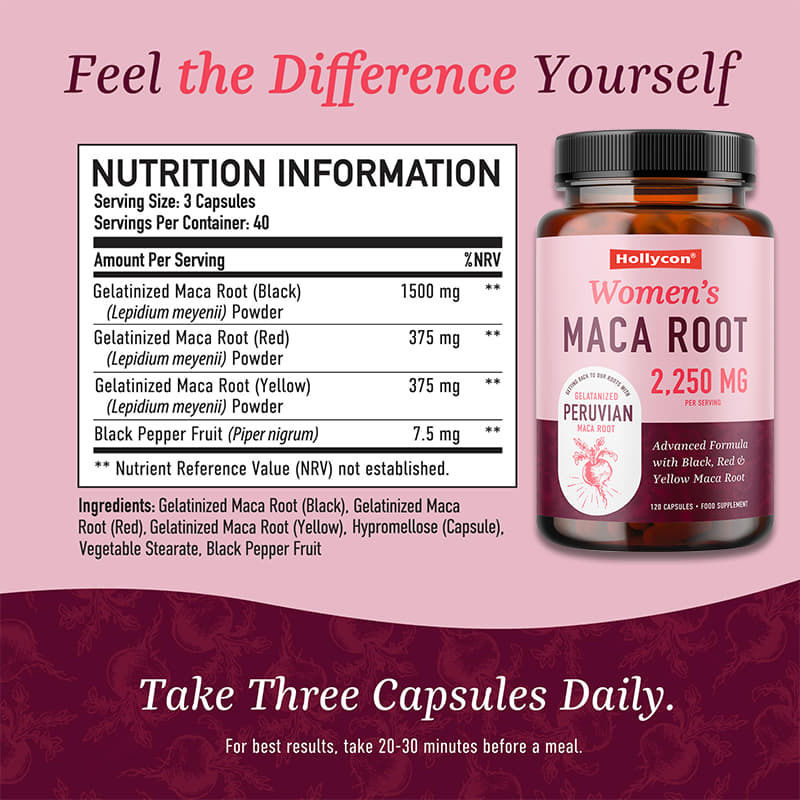 Maca-supplementen voor vrouwen Zwarte maca-pillen ondersteunen de energiehormonenbalans Menopauze