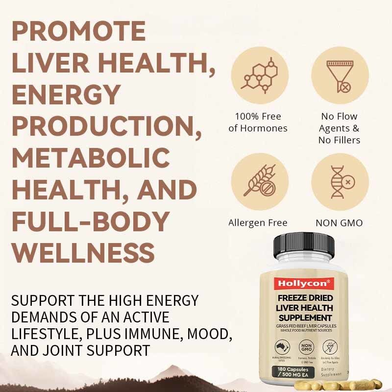 OEM Gevriesdroogde Lever Gezondheidssupplement Metabolische Gezondheid Volledig Lichaam Welzijn Immuun Gewricht Ondersteuning Grasgevoerd Runderlever Capsules