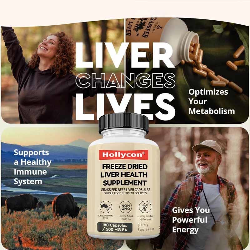 OEM Gevriesdroogde Lever Gezondheidssupplement Metabolische Gezondheid Volledig Lichaam Welzijn Immuun Gewricht Ondersteuning Grasgevoerd Runderlever Capsules