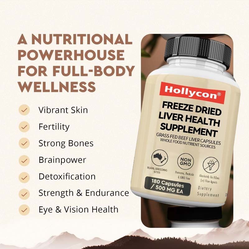 OEM Gevriesdroogde Lever Gezondheidssupplement Metabolische Gezondheid Volledig Lichaam Welzijn Immuun Gewricht Ondersteuning Grasgevoerd Runderlever Capsules