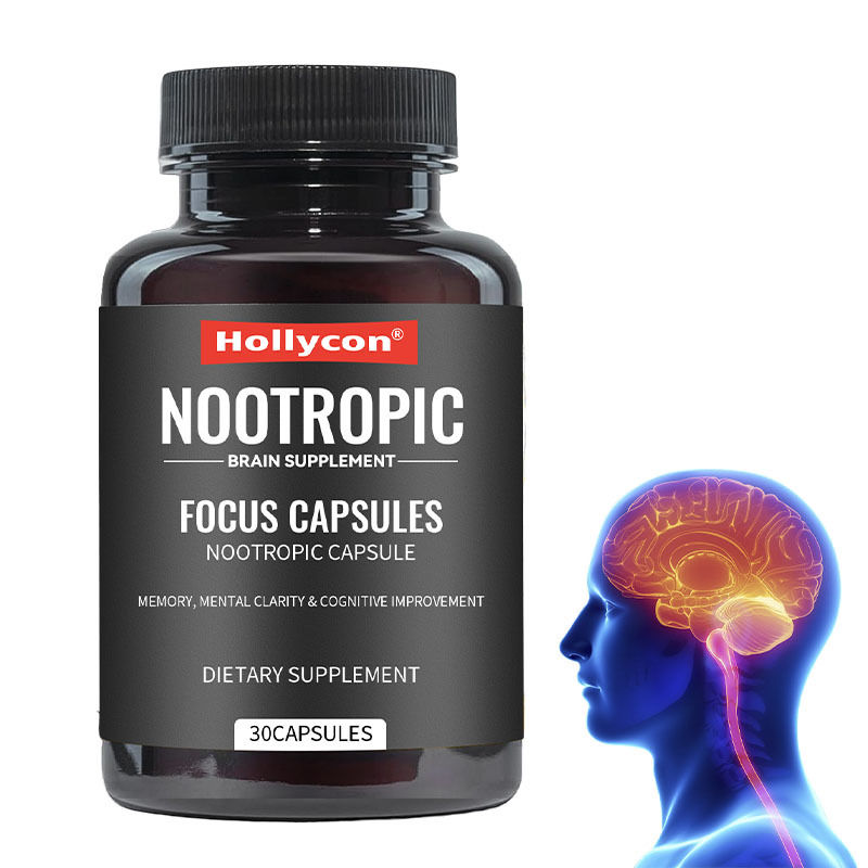 OEM Focus capsules met L-theanine Vitamine B6 Geheugen Mentale helderheid & cognitieve verbetering Nootropisch hersensupplement