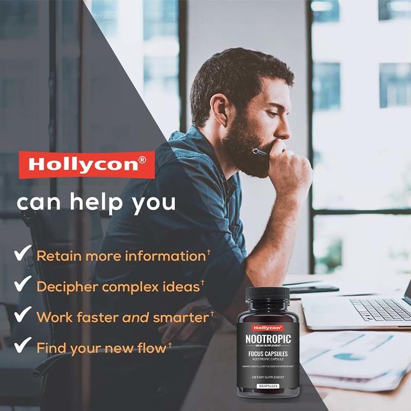 OEM Focus capsules met L-theanine Vitamine B6 Geheugen Mentale helderheid & cognitieve verbetering Nootropisch hersensupplement