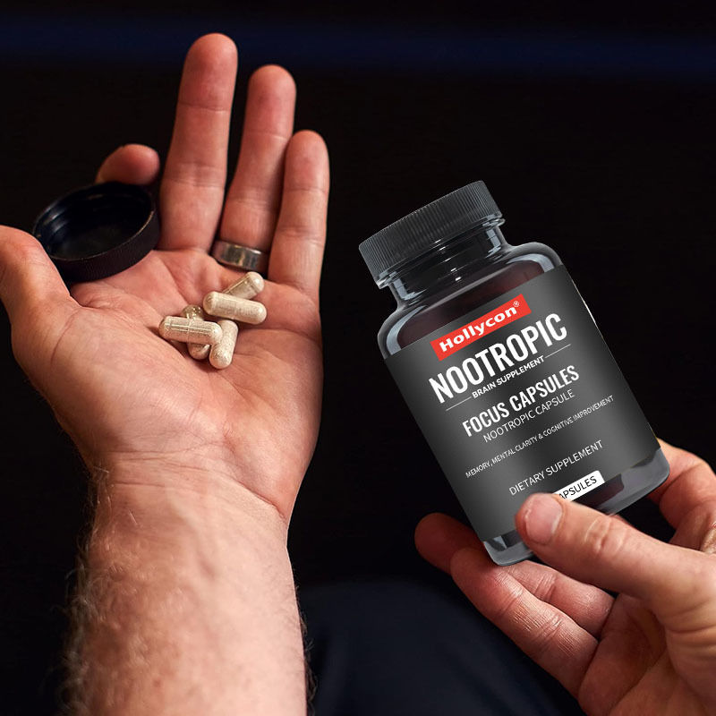 OEM Focus capsules met L-theanine Vitamine B6 Geheugen Mentale helderheid & cognitieve verbetering Nootropisch hersensupplement