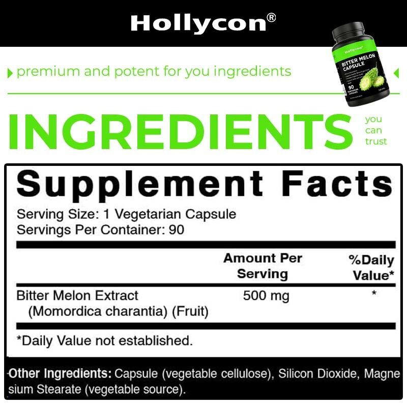 Bittere Meloen 500 mg | 90 Vegetarische capsules Glutenvrij, niet-GMO-supplement Bittere meloenextract, natuurlijk glucosemetabolisme, Momordica Charantia-capsule Private Label, OEM beschikbaar, fabrieksprijs