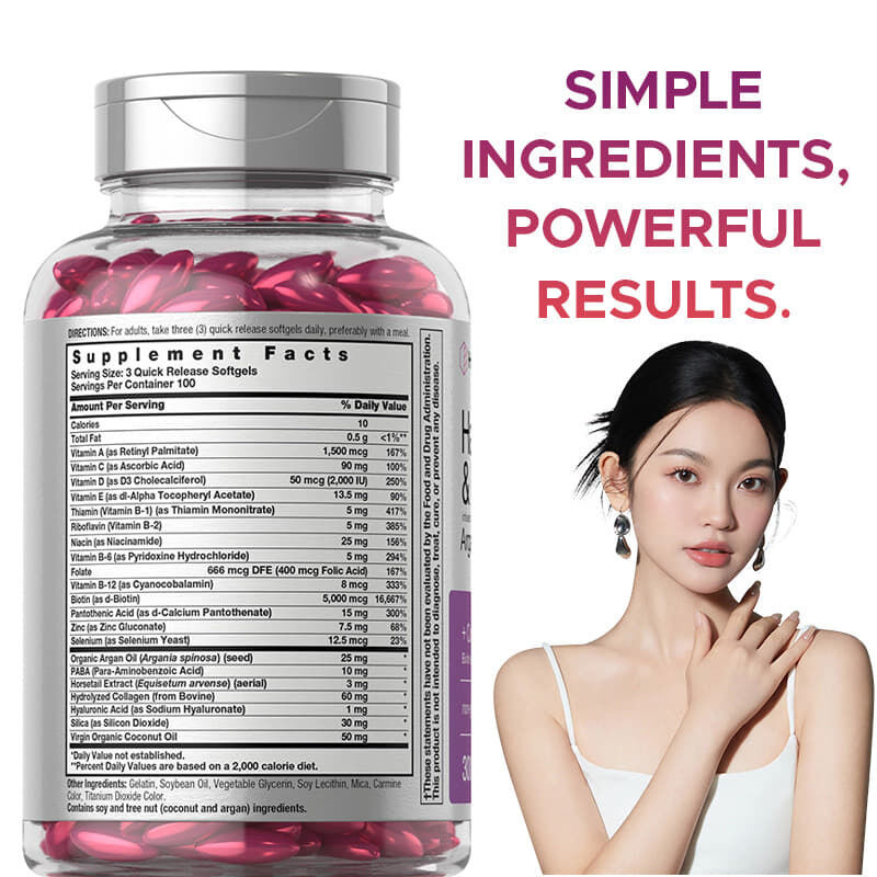 Biotine Haar Groei Softgels Haar Huid en Nagels Vitaminen Collageen Vitamine C Originele Fabrikant