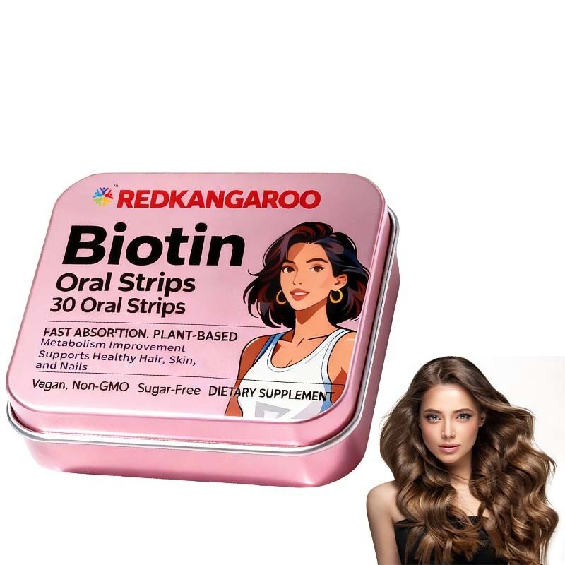 Biotine Orale Strips - Snel Absorberend, Veganistisch, Non-GMO, Suikervrij - Ondersteunt Gezond Haar, Huid en Nagels - Heerlijke Sinaasappelsmaak - 30 Stuks Private Label, OEM Beschikbaar, Fabrieksprijs